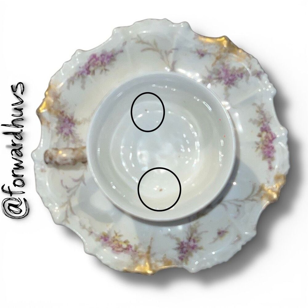 Limoges France Teacup & Saucer – Purple Floral Gold Trim - Picture 7 of 8